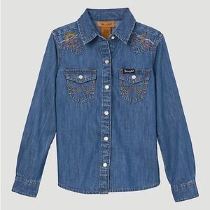 Wrangler Blue Denim Shirt with Embroidery